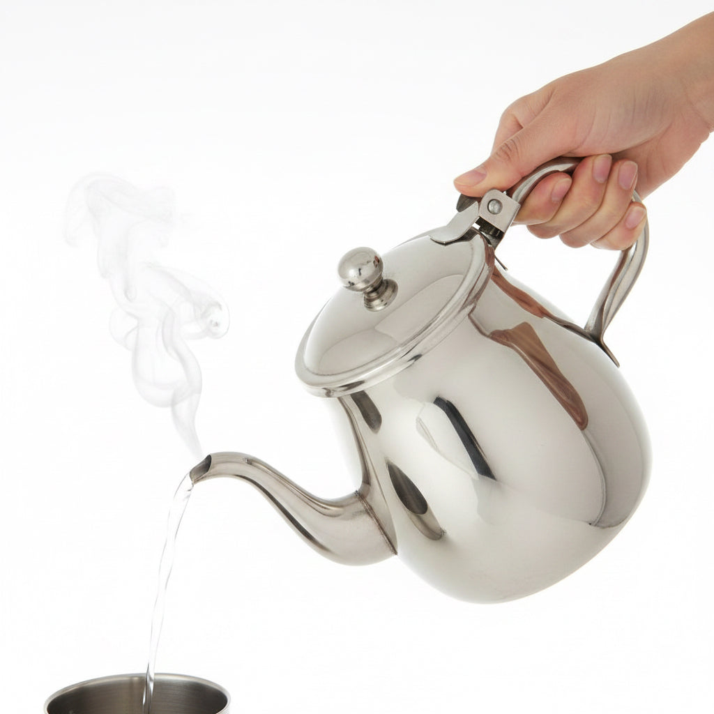 Stainless Steel Gooseneck Tea & Coffee Pot w/ Vented Hinged Lid