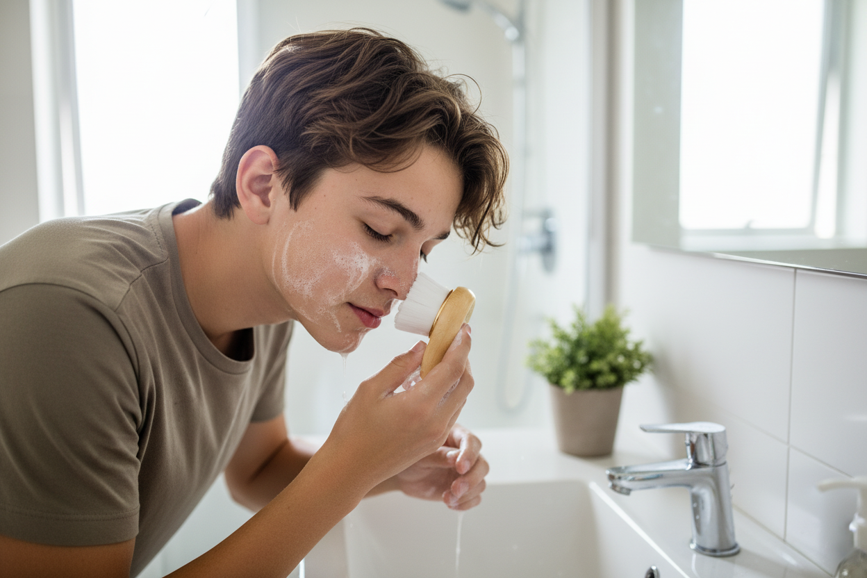 Facial Brush with Bamboo Handle