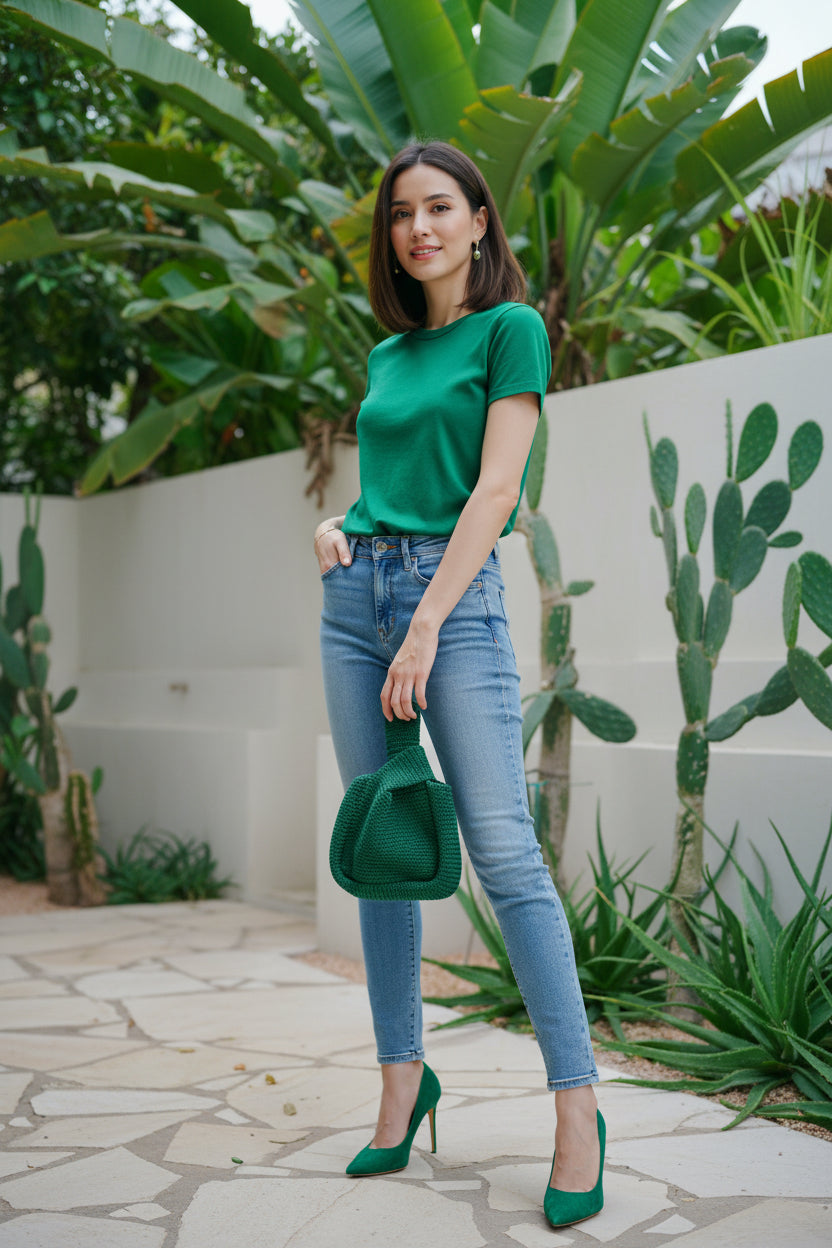 Mackenzie Knit Clutch in Emerald