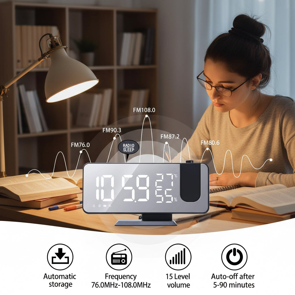 LED Projection Digital Alarm Clock Phone Charger