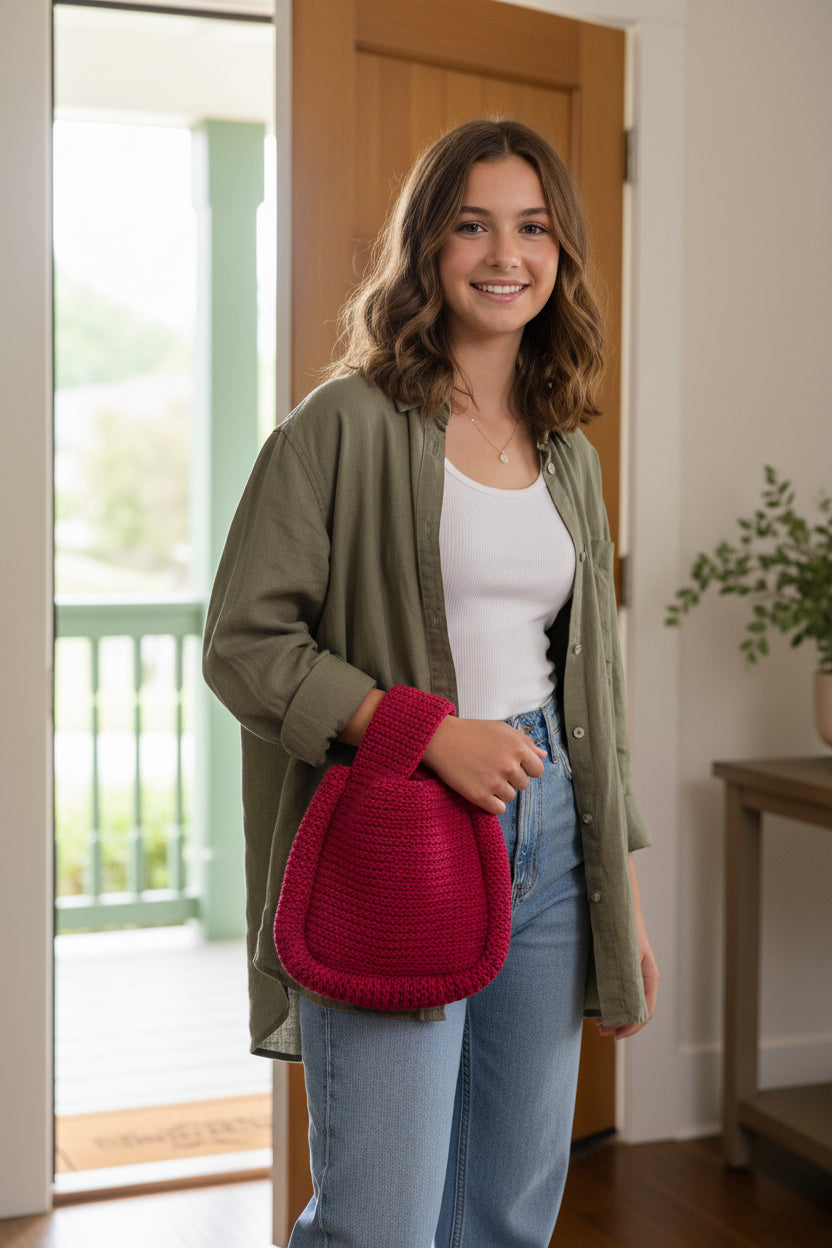 Mackenzie Knit Clutch in Fuchsia