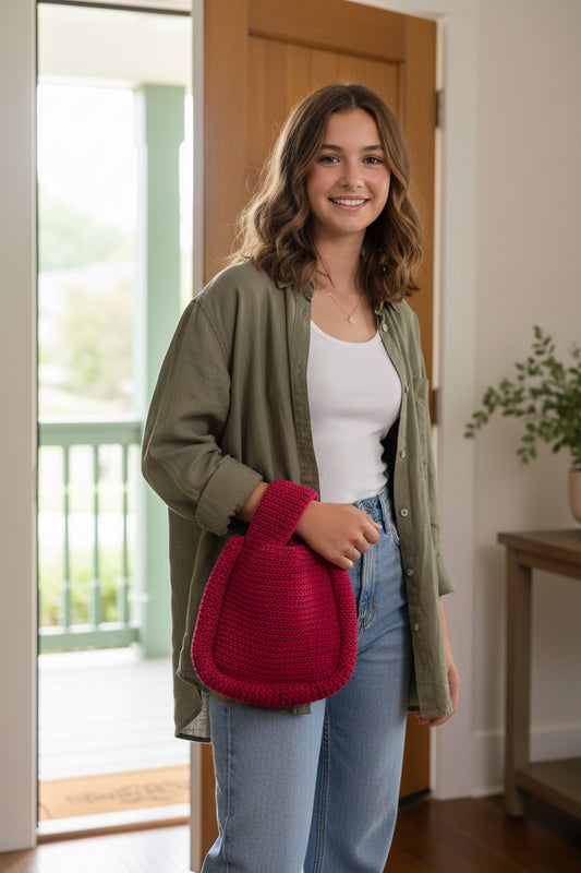 Mackenzie Knit Clutch in Fuchsia