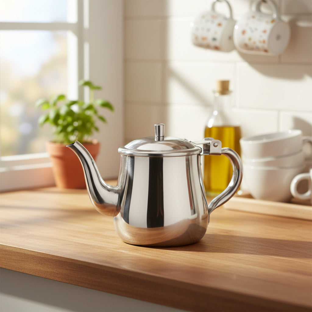 Stainless Steel Gooseneck Tea & Coffee Pot w/ Vented Hinged Lid
