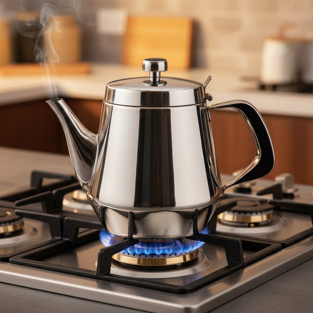 Stainless Steel Gooseneck Tea & Coffee Pot w/ Vented Hinged Lid