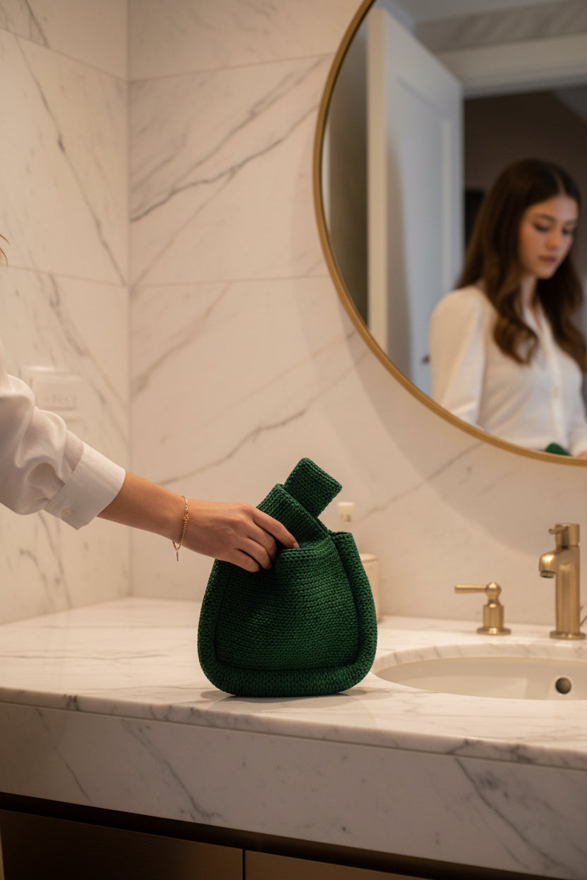 Mackenzie Knit Clutch in Emerald
