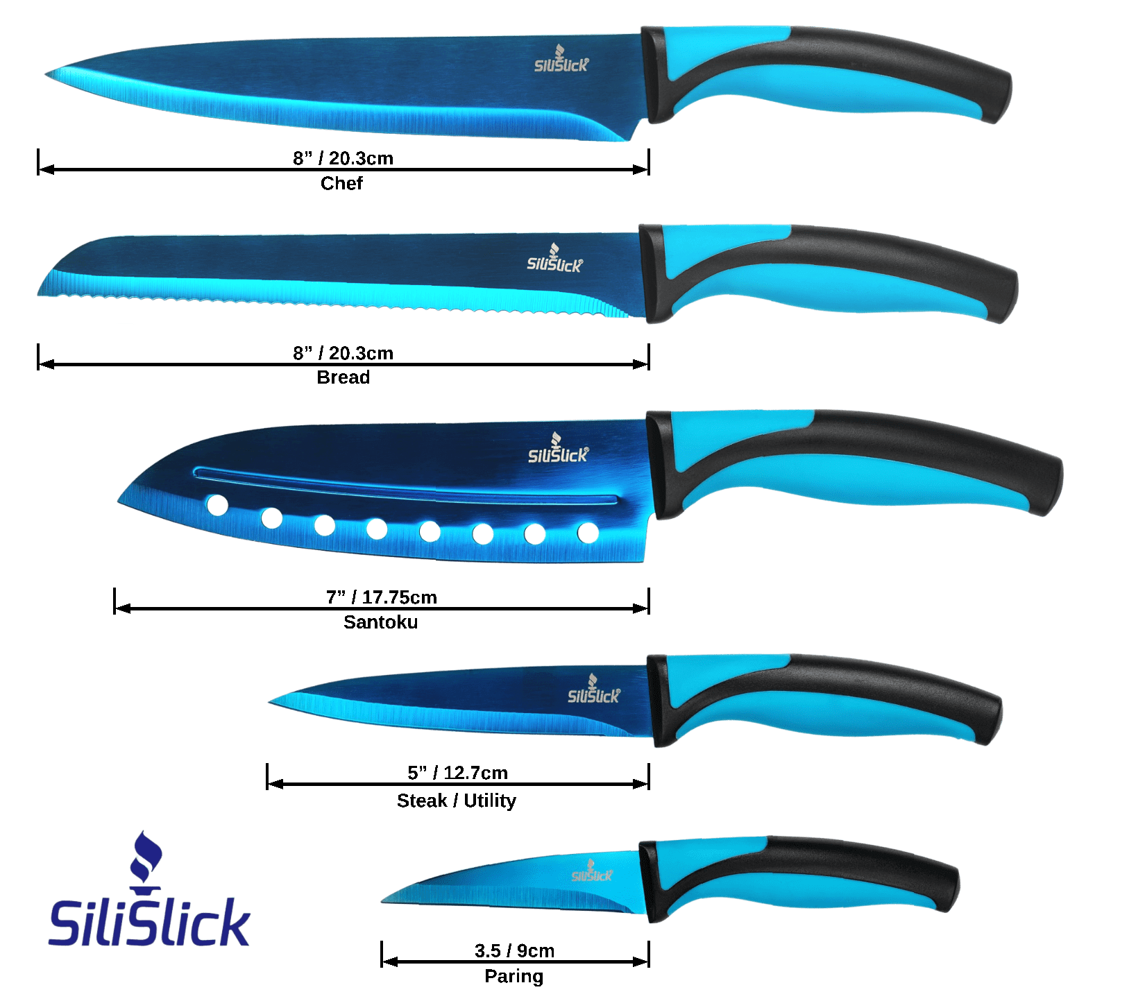 Kitchen Knife Set - Titanium Coated Blades