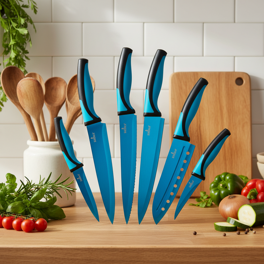 Kitchen Knife Set - Titanium Coated Blades