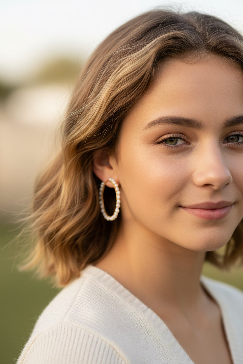 Freshwater Pearl Hoops