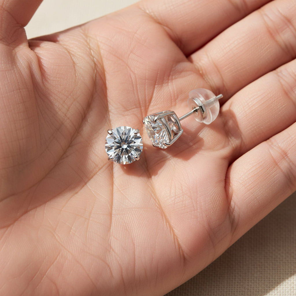 1.50 CTW AGI Certified Lab-Grown Diamond Stud Earrings in 14K White or Yellow Gold | F-G Color | VS Clarity | Ethical Luxury