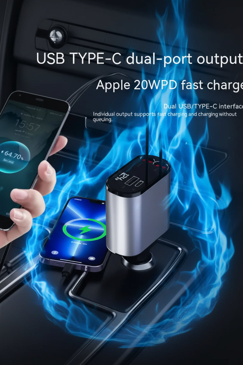FAST 100W Car Phone Charger Lighter USB And TYPE-C Adapter