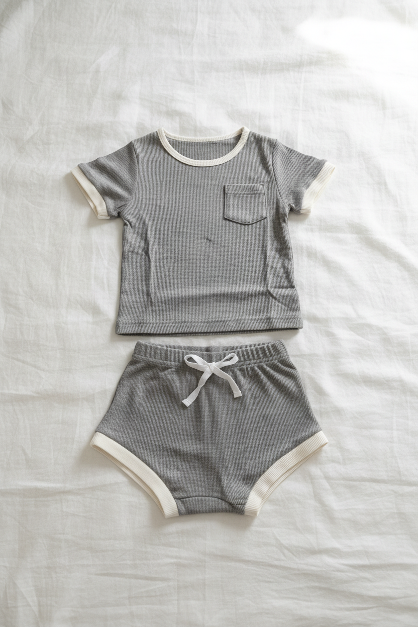 Ribbed Bamboo 2 Piece Shorts Set