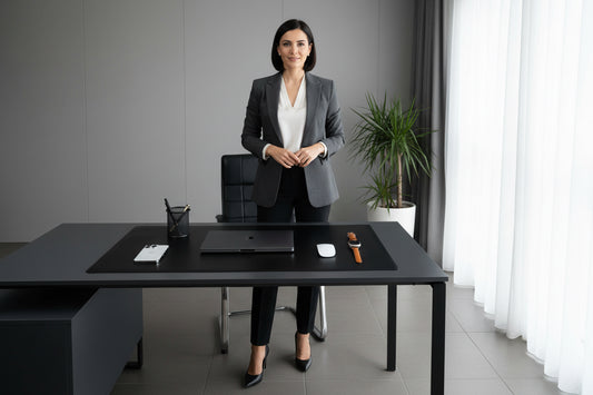 Jersey Black Leather Desk Pad for Office and Home