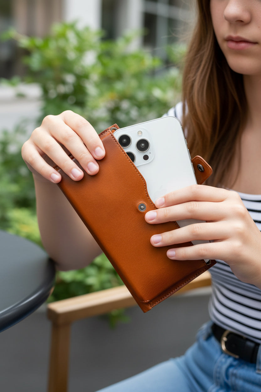 Kaycee Leather Women's Cell Phone Wallet with Strap