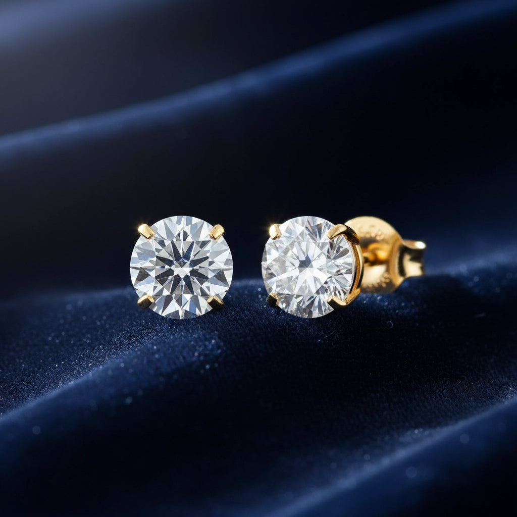 1.50 CTW AGI Certified Lab-Grown Diamond Stud Earrings in 14K White or Yellow Gold | F-G Color | VS Clarity | Ethical Luxury