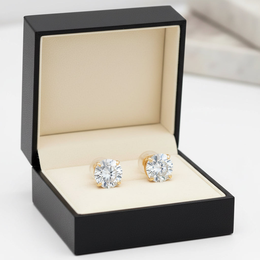 1.50 CTW AGI Certified Lab-Grown Diamond Stud Earrings in 14K White or Yellow Gold | F-G Color | VS Clarity | Ethical Luxury