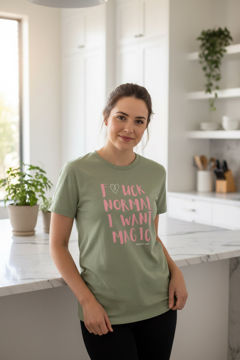 women's t-shirt F*CK NORMAL I WANT MAGIC Women’s high-waisted t-shirt
