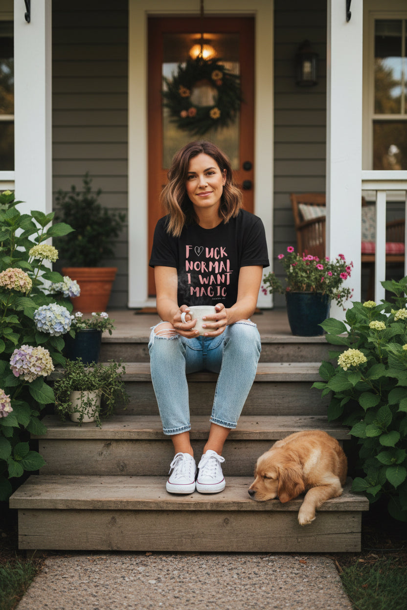 women's t-shirt F*CK NORMAL I WANT MAGIC Women’s high-waisted t-shirt